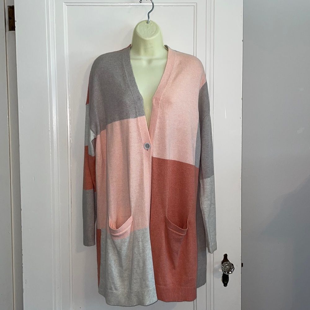 J. Jill color block long cardigan sweater